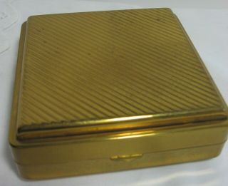 Vintage GOLD JEWELRY CASE Velvet Lined BOX Tiered Storage Locks Lid METAL Ribbed 4