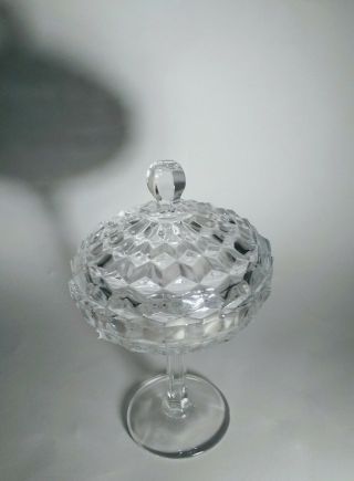 Vintage Clear American Fostoria Compote Candy Dish With Lid 10 " Tall 6.  5 " Across
