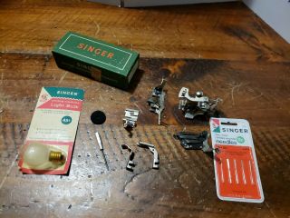 Vintage Singer Sewing Machine 301 Attachments 160623 Plus Light Bulb Needles Box