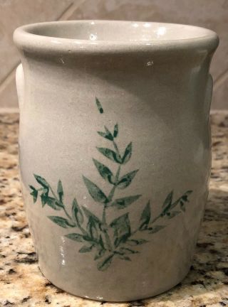Red Wing Stoneware Crock Candle Warmer Tea Light Vintage Oil Wax Farmhouse Green