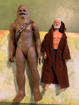 Vintage Kenner Star Wars Jumbo 12 Inch Chewbacca & Ben Obi Wan Kenobi 1978