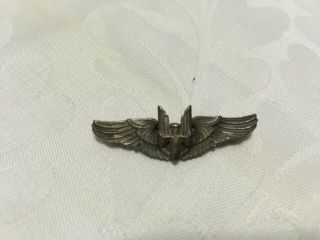 Vintage Wwii Sterling Pilots Pin / Wings 1 1/2 "