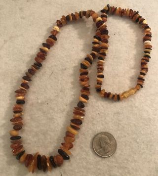 Vintage Statement Necklace 3 Tone Artisan Baltic Amber Beads Clasp 26 