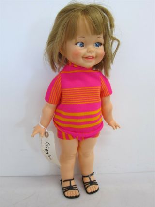 Vintage 1967 Ideal Toy Corp 18 " Giggles Doll Blonde Blue Eyes W/ Outfit Gg - 18