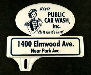 Vntg Public Car Wash Inc.  License Plate Topper Rare Old Advertising Gas Oil 50s