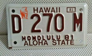 Vintage 1981 Motorcycle Dealer License Plate Hawaii Honolulu