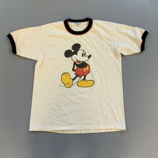 Vintage 70s 80s 90s Mickey Mouse Disney Ringer Tee Shirt Made In Usa Xl L