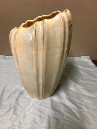 Vintage Tan Royal Haeger 463H Paneled Sides 10” Hand Crafted Art Pottery Vase 4