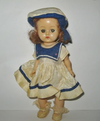 Vintage Nancy Ann Muffie Doll In Sailor Dress 7 1/2 " Unmarked