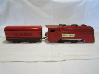 Vintage Post Wwii Marx Toy Train Lines Red Commodore Vanderbilt Steam Engine