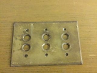 3 Gang Antique Vintage 6 Hole Brass Push Button Light Switch Plate Cover Rare