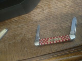 Vintage Purina Pocket Knife - Kutmaster Usa 2 Blade Checkerboard - Good Snap