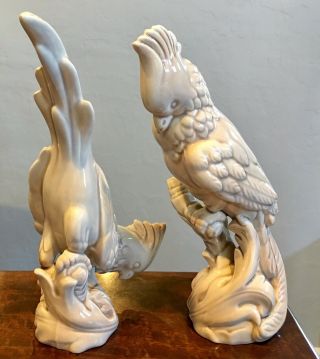 Vintage Pair Roselane Pottery Cockatoo Bird Figurines Pasadena California
