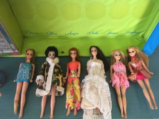 Vintage 1971 Topper Toys Dawn and Her Friends Doll Case 7 Dolls and Cloths 6