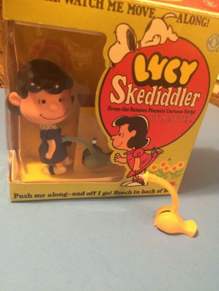 Vintage 1968 Mattel Skediddler Kiddle Peanuts Lucy 3631 Box,  Orange Walker