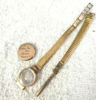 Scrap 9ct Gold Watch & Rolled Gold Band A/f Repair Vintage Ladies Jewellery