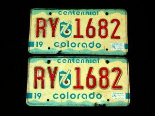 Vintage 1976 Colorado Centennial License Plate With 76 Emblem Ry - 1682