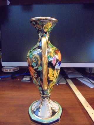 Vintage H BEQUET QUAREGNON Hand Painted Vase Pitcher BELGIUM 745 RARE COLORFUL 5