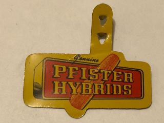 Vintage Pfister Hybrids Tin Advertising Pin Shirt Tab Seed Corn