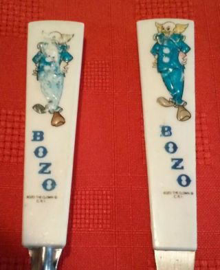 Vintage Bozo The Clown Childrens Spoon & Fork Set Kids Silverware 50 ' s 60 ' s 3