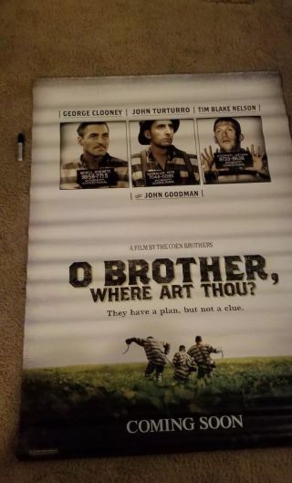 O Brother Where Art Thou? Movie Poster.  Vintage,  Vinyl.  Official Theater Banner