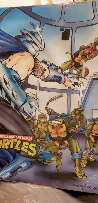 Vintage Teenage Mutant Ninja Turtles Poster Western Graphics Fight 220 1990