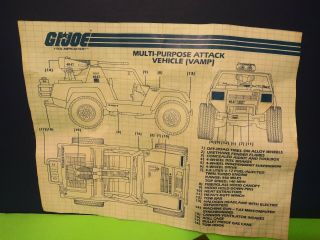 Vintage G.  I.  Joe Vamp Jeep Attack Vehicle 3.  75 Loose/Complete With Blue Prints 3