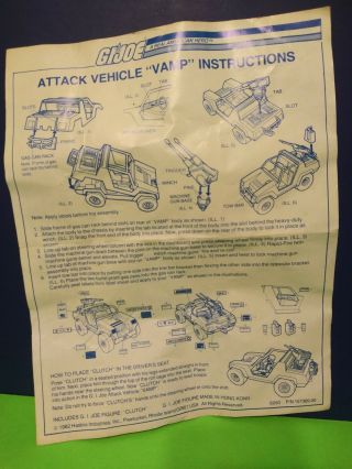 Vintage G.  I.  Joe Vamp Jeep Attack Vehicle 3.  75 Loose/Complete With Blue Prints 6