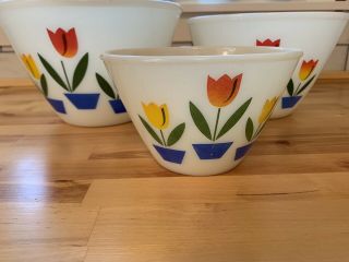 Vintage Fire King Tulip Oven Ware Mixing Bowls - Set Of 3