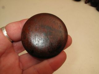 Antique Walnut Mahogany Wood Drawer Pull Knob 2 " D 19th C Vtg W Screw Peg J1