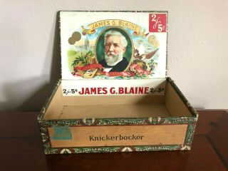 Rare Antique James G.  Blaine Cigar Box Maine Senator Vintage Secretary Of State