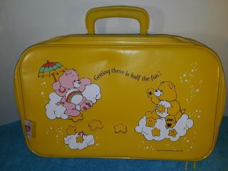 Vintage 1983 Care Bears Yellow Childs Kids Vinyl Small Suitcase Bag Ecu