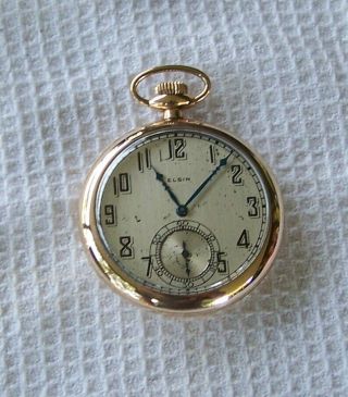 Vintage Elgin 12 Size 7 Jewel Pocket Watch Nawco Case