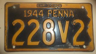 Vintage 1944 Pennsylvania Pa License Plate 12 " X 6 " Paint