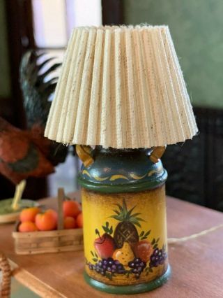 Vintage Miniature Dollhouse French Country Milk Can Table Lamp Signed