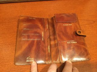 Vintage Dilana Made In England Leather Brown Passport Travel Wallet