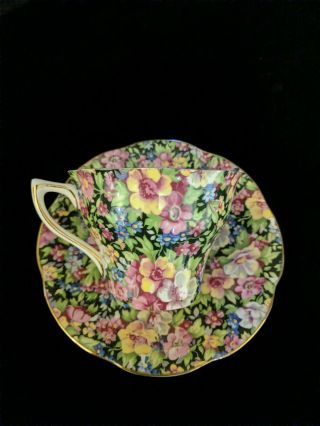 Vintage Rosina England Chintz Tea Cup And Saucer Bone China