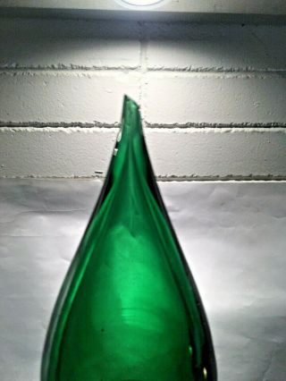 Vintage 24” large mid century modern green art glass genie bottle Empoli Italy 4