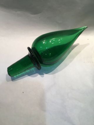 Vintage 24” large mid century modern green art glass genie bottle Empoli Italy 6