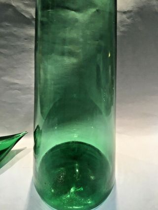 Vintage 24” large mid century modern green art glass genie bottle Empoli Italy 7