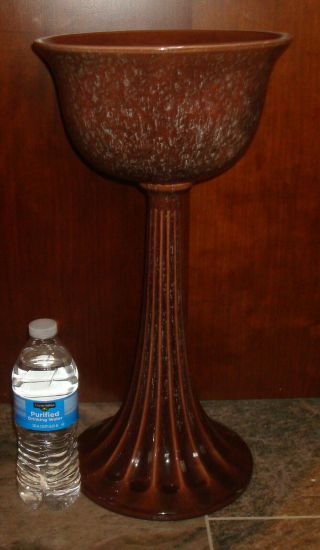Vintage Haeger Usa Art Pottery Brown Drip Glaze 18” Tall Jardiniere Planter Vase