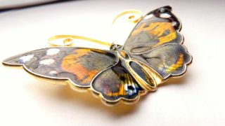 Vtg David Andersen Norway Gold Vermeil Sterling Silver Enamel Butterfly Pin