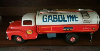 Vintage Tin Litho Friction Bulk Gasoline Truck Made In Japan No.  Sv - 7680