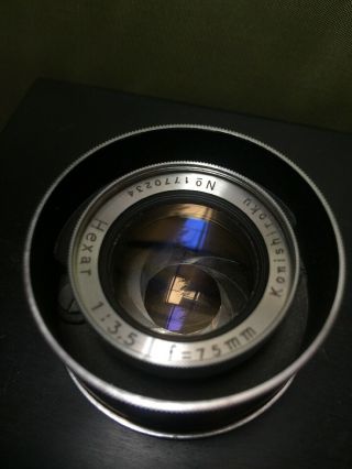 Rare Vintage Hexar Konishiroku Lens 1:3,  5 f=75mm No 1770234 On 4”x4” Plate 2