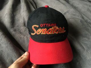 Vintage Ottawa Senators Sports Specialties Script Snapback Hat 90s Nhl Hockey