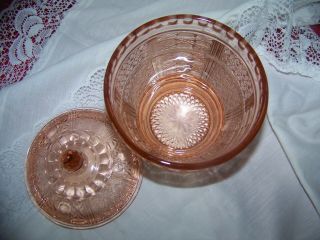 Vintage Pink Depression Glass Candy Dish W/ Lid 5.  5 