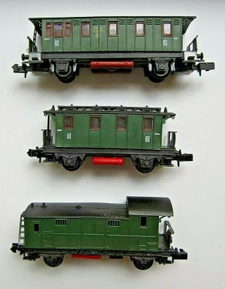 N Scale Arnold Vintage 3 Cars Old Timers Passenger Cars 2nd & 3rd Class,  Baggage
