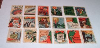 Group Vintage Antique Merry Christmas Stamp / Cinderellas