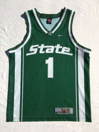Nike Michigan State Spartans Ncaa Basketball Jersey Size L Vtg Vintage
