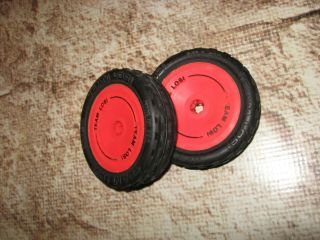 Vintage Losi Rare Jrx Pro Red Front Tires Wheels (2)